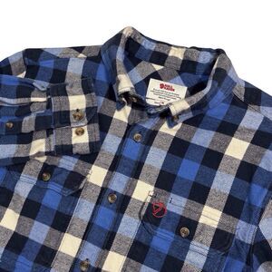 Fjallraven Skog Shirt Mens Medium Slim Fit Blue Plaid Thick Heavy Flannel